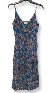 Womens Slip Dress Blue Multicolor Floral Lined Spaghetti Strap S