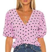 Faithfull The Brand Mona Polka Dot Peplum Cropped Top Size 4