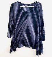 Simply Vera Wang Black & Gray Layered Patchwork Soft Light Blouse ~Plus Size XXL