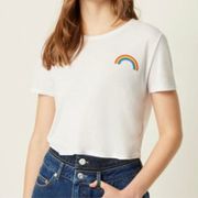 NWT  White Rainbow Pride Boyfit Tee Size Medium