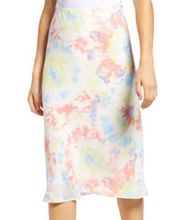 Socialite Print Bias Cut Skirt In Tie Dye Multi midi skirt, Size M