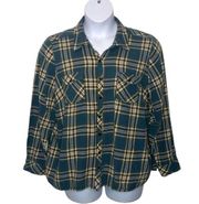 Sonoma Green Plaid Flannel Button Up Shirt size 1X