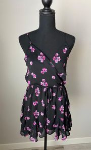 Clothing Company Black Floral Spaghetti Strap Romper Size Medium