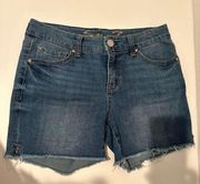 Seven7 Denim Weekend Short Frayed Medium Wash Jean Shorts Size 4