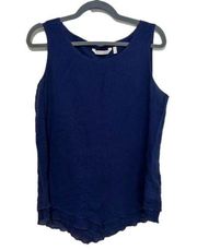 Soft Surroundings Gauze Tank Top Womens Double‎ Layered Crinkle Size S Blue