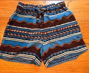 Kavu Hopper Shorts Oasis Geo Blue Woven Pull-On Size Small