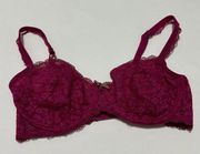 Gilligan & O’Malley Balconette Bra Floral Lace Underwire  36C Magenta Shade