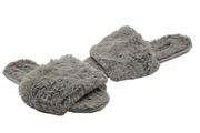 Skims Womens The Slide Faux Fur Slipper EU 35 US 4.5 Gray Slip On Fuzzy Plush