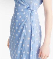 NWT J. Crew Womens Size XS Blue Polka Dot Wrap Style Midi Dress L7672