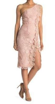 Mena Crochet Lace One-Shoulder Dress Blush Pink NWT Size 2
