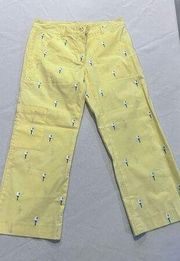 Lilly Pulitzer Womens Casual Crop Pants Printed Summer Yellow Size 2