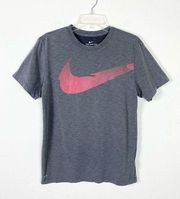 Nike  Drifit Women’s Grey Metallic Pink Swoosh Tshirt Size S