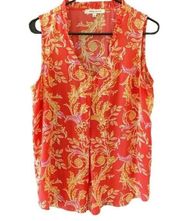 Rose & Olive Floral Sleeveless Sheer Blouse/Tank Top/Blouse Size S