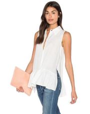 Diane Von Furstenberg Revolve Lanzi White Silk Ruffled Peplum Tank Size Large