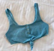 Sage Knot Blue Ribbed Bikini Top - FREE SHIP