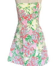 Lilly Day Strapless Lilly Pulitzer Style 27945 Blossom floral print Dress Size 4