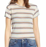 Reformation Womens 100% Tencel Lyocell Alex Holloway Striped Slim Fit Tee Size S