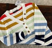 Merokeety Long Sleeve Striped Henley Sweater Size M - NWT
