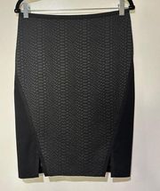 Ted Baker Women's Size 2 Skirt Black Snake Embossed Knee Length Fully Lined NWOT