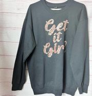 Cold Crush Women’s Crewneck Long Sleeve Gray and Gold Graphic Sweatshirt Sz L