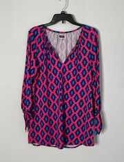 Mud Pie Pink Patterned Tunic V-neck Top