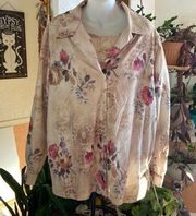 BLAIR Boutique Beige Floral Blouse Set Size XL