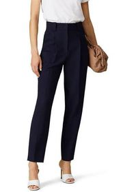 A.L.C. Colin Wool High Rise Cropped Ankle Pants Midnight Navy Blue