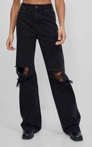 Ripped High Rise Waisted Wide Leg 90’s Jean Denim Pants