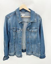 Ava & Viv Medium Wash Blue Cotton Blend Denim Jacket Women's Plus Size 1X