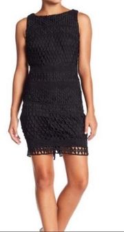 Carmen Marc Valvo  sleeveless crochet mini dress