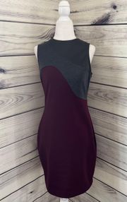 Mossimo Purple Grey & Black Leather Sheath Dress