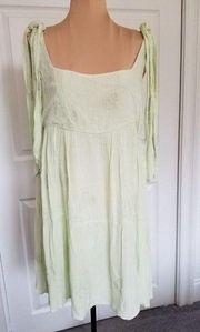 SAGE THE LABEL Embroidered Sage Green Mini Babydoll Dress Sz S