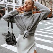 Revolve  Gray Oversized Turtle Neck Sweater