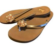 Women's Rose Gold Flip Flops Size  EUC worn once.