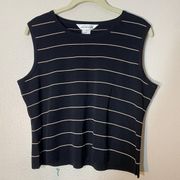 Misook Black Striped Slinky Knit Tank Top sz Large Cropped