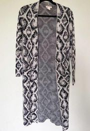 LONG Aztec Print Duster Sweater Split Sides