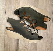 Artisan Leather Ghillie Wedge Sandals