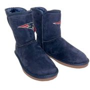 NFL Touchdown Team New England Patriots Vegan Suede & Sherpa Crystal Logo Boot