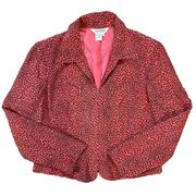 Vintage 90s Allison Taylor Barbie Pink Cheetah Animal Print Silk Jacket