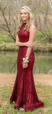 Sequin Halter Neck Mermaid Prom Dress