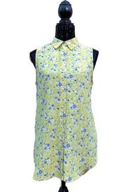 Rachel Zoe Yellow And Blue Flower Tank Top