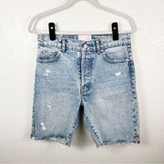 Revice Denim Light Wash Bermuda Jean Shorts 100% Cotton Size 28