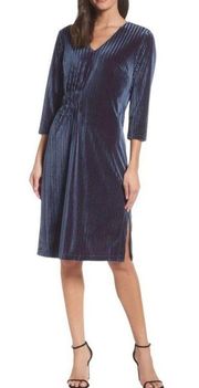 Nordstrom CHELSEA28 Stripe Velvet Burnout Dress in navy dusk womens size 1X NEW