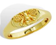 14K Gold Plated Bee Signet Ring