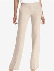 Ann Taylor Loft Linen Flat Front Julie Fit Wide Leg Trouser Pants Tan Size 10