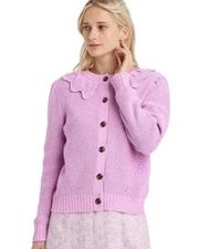 Who What Wear Oversize Crochet Prairie Collar Button Cardigan Button Lilac Small