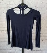 Bailey 44 Navy Blue High Neck Long Sleeve Top Size XS