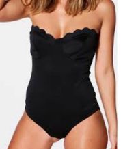 NIGHT Black Scalloped Strapless Bodysuit