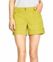 "WHITE HOUSE BLACK MARKET" BERGAMOT GREEN CASUAL CUFFED TWILL SHORTS SIZE: 0 NWT