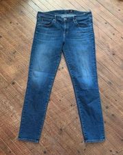 AG Adriano Goldshmeid distressed medium wash cropped size 31 normcore jeans